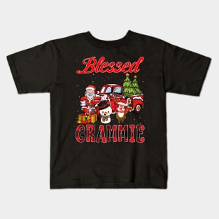 Blessed Grammie Red Plaid Christmas Kids T-Shirt